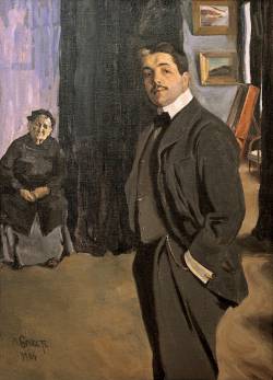 Сергей Павлович Дягилев (1872-1929), портрет с няней, работа кисти Леона Бакста (1905 г.)