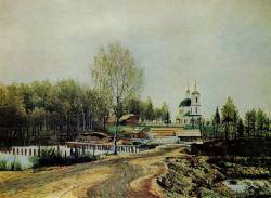 Церковь в Новоспасском. Акварель неизвестного художника