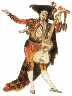 Эскиз костюма главного героя «Севильского цирюльника» -­ весельчака и хитреца Фигаро для представления 1905 года...