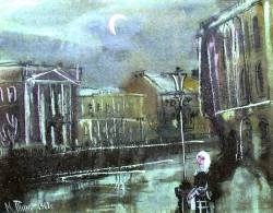 Марина Тиме-Блок. Городской пейзаж с Луной (1968 г.)